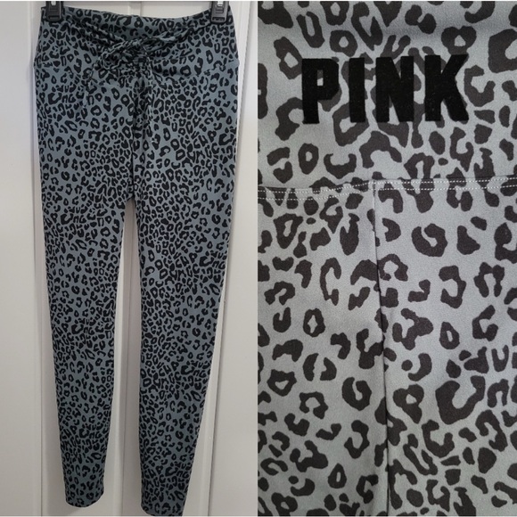 PINK Victoria's Secret Leopard Print Leggings - Black and Gray - Picture 3 of 5